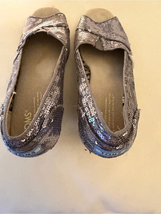 Toms Shoes - Toms Women's Sequin Slip-On Flats in Silver Gray